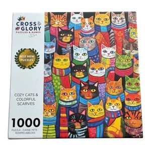 Cross & Glory Cozy Cats & Colorful Scarves 1000 Piece Puzzle